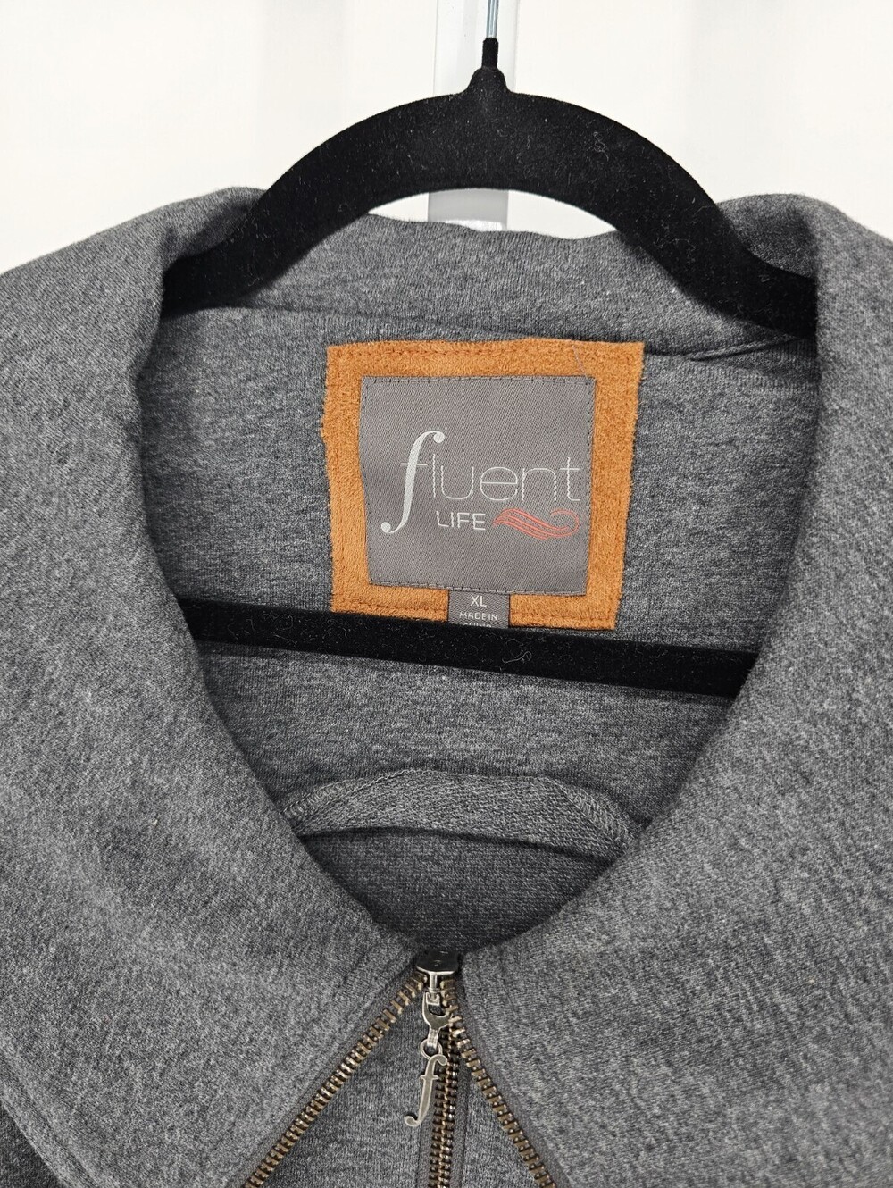 Fluent Life Womens Sz XL Wide Collar Zip Up Jacket Gray Formal - Picture 3 of 4